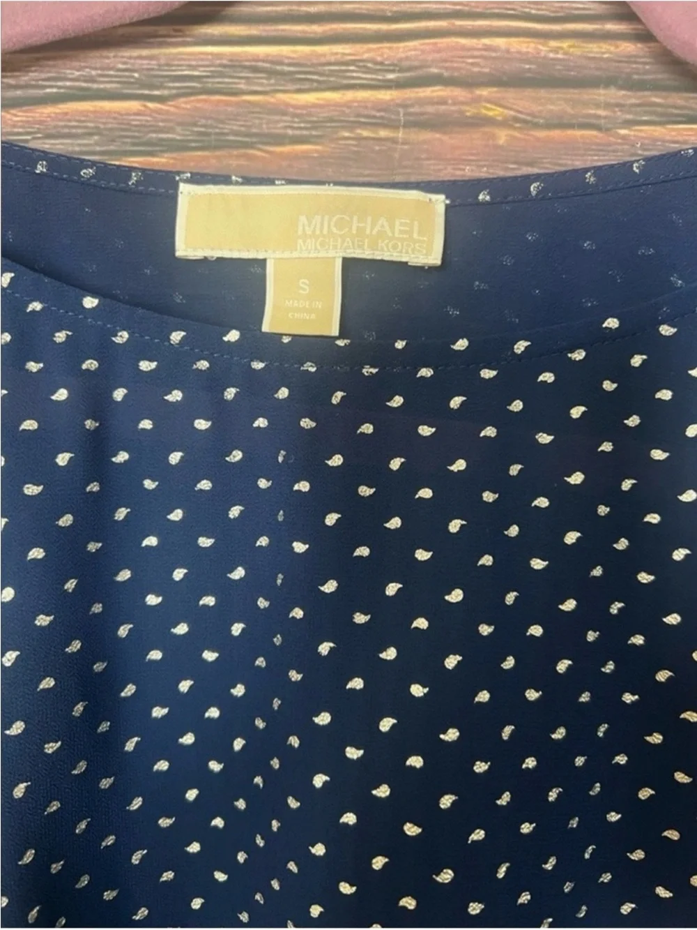 Michael Kors Navy Polka Dot Side-Tie Top